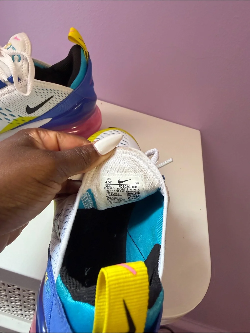 Nike Kids Air Max 270 React White Yellow Blue Pink